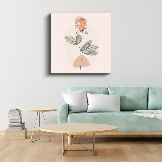 Zarif Tomurcuk - Minimalist Çizgi Sanatı Gül Kanvas Tablo