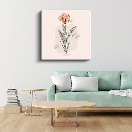 Soyut Lale - Pastel Tonlarda Minimalist Çiçek Kanvas Tablo