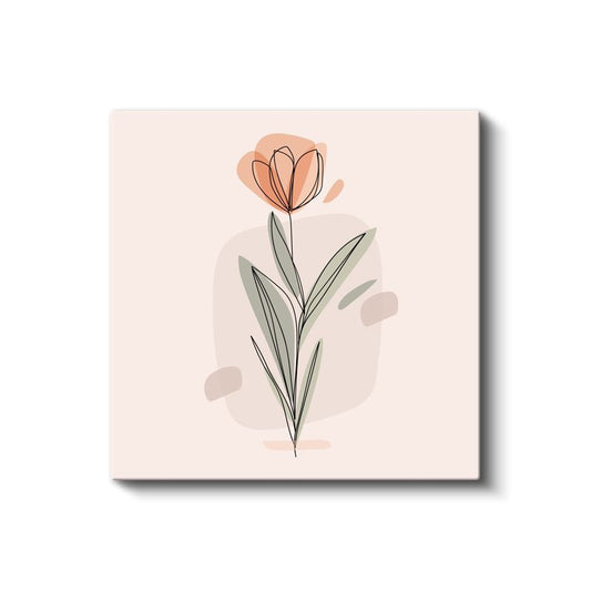 Soyut Lale - Pastel Tonlarda Minimalist Çiçek Kanvas Tablo