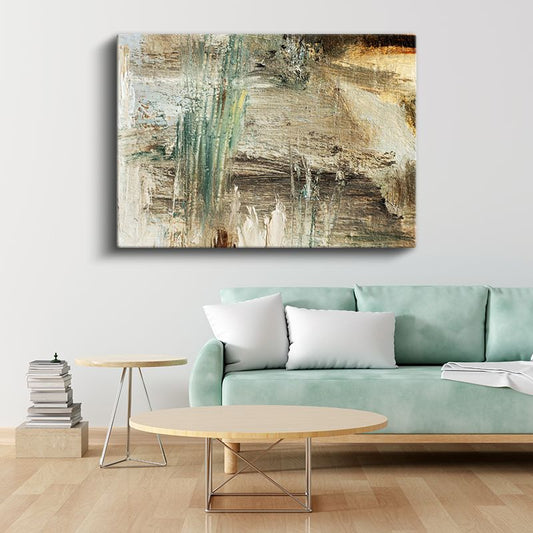Toprak Tonları - Dokulu Soyut Fırça Darbeleri Kanvas Tablo