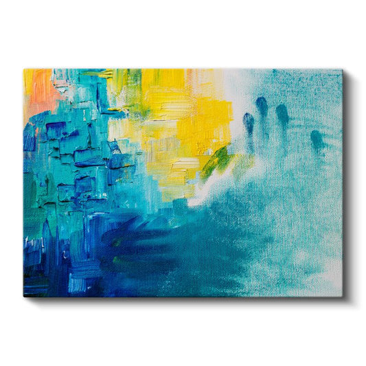 Turkuaz Dinamizm - Canlı Renkli Soyut Ekspresyonist Kanvas Tablo
