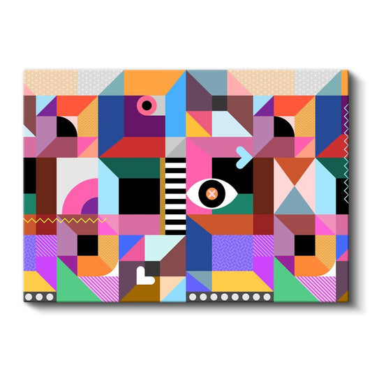 Soyut Semboller - Çok Renkli Geometrik Desen Kanvas Tablo