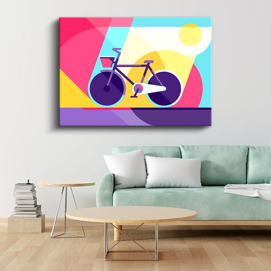 Vektörel Bisiklet - Canlı Renkli Geometrik Tasarım Kanvas Tablo