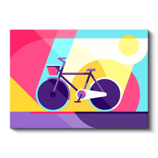 Vektörel Bisiklet - Canlı Renkli Geometrik Tasarım Kanvas Tablo