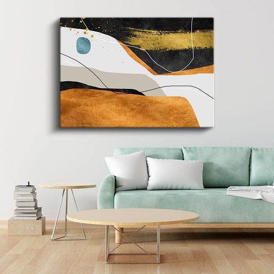 Altın Geometri - Modern Soyut Çizgiler Kanvas Tablo