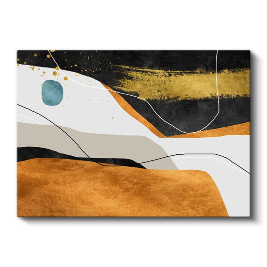 Altın Geometri - Modern Soyut Çizgiler Kanvas Tablo