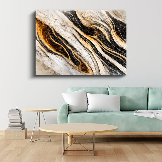 Altın Dalgalar - Modern Soyut Mermer Deseni Kanvas Tablo