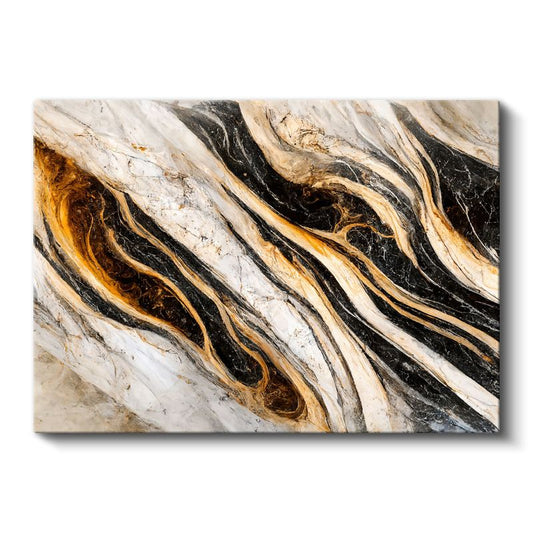 Altın Dalgalar - Modern Soyut Mermer Deseni Kanvas Tablo