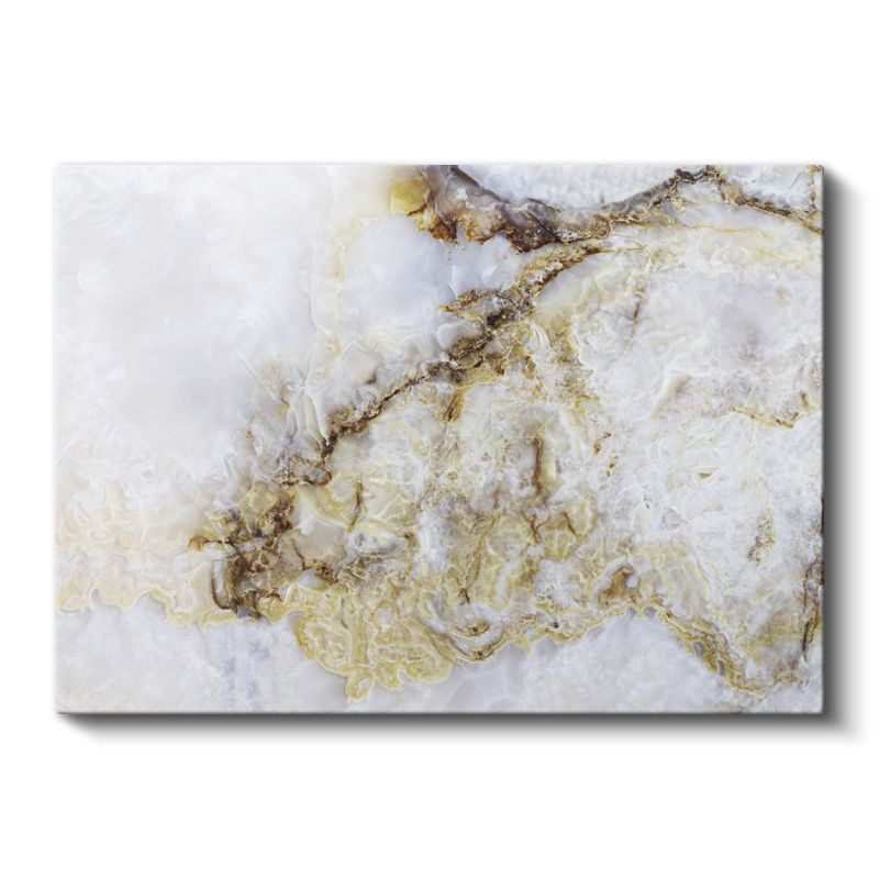 Zarif Damarlar - Altın Detaylı Beyaz Mermer Soyut Kanvas Tablo