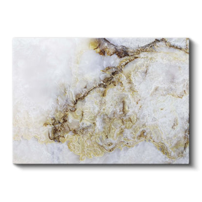 Zarif Damarlar - Altın Detaylı Beyaz Mermer Soyut Kanvas Tablo