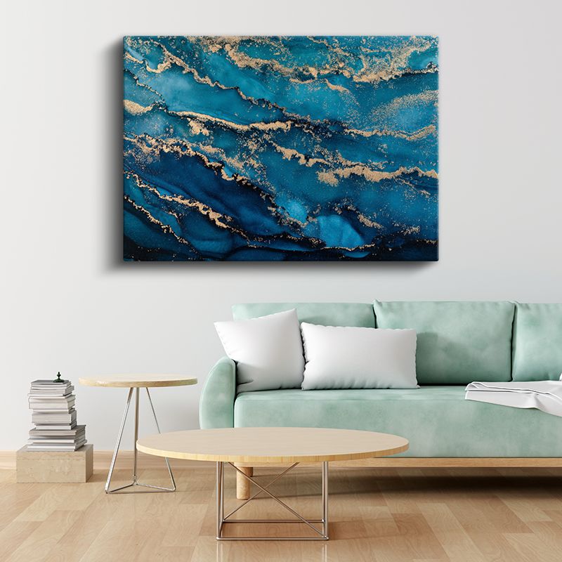 Okyanus Altını - Turkuaz Dalgalar Soyut Kanvas Tablo