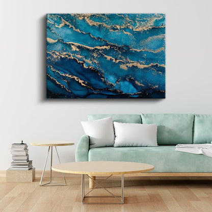 Okyanus Altını - Turkuaz Dalgalar Soyut Kanvas Tablo