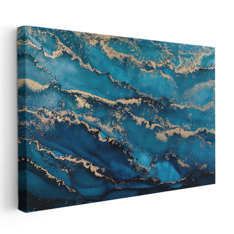 Okyanus Altını - Turkuaz Dalgalar Soyut Kanvas Tablo