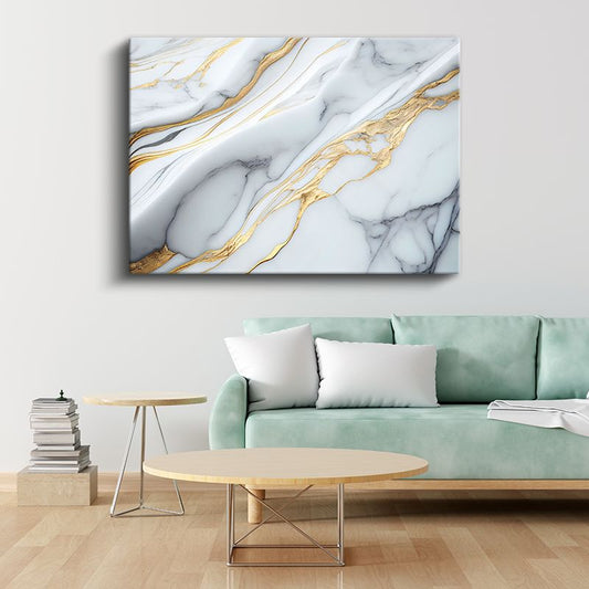 Altın Damarlar - Lüks Mermer Dokusu Kanvas Tablo