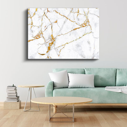 Altın Çatlaklar - Zarif Mermer Deseni Kanvas Tablo