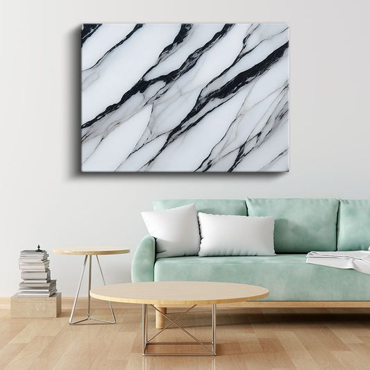 Siyah İzler - Minimal Mermer Deseni Kanvas Tablo