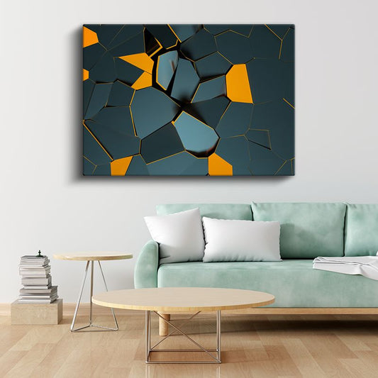 Modern Mozaik - Üç Boyutlu Geometrik Formlar Kanvas Tablo