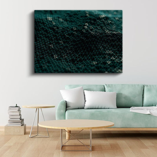 Dijital Ağ - Üçgen Formlu Teknolojik Desen Kanvas Tablo