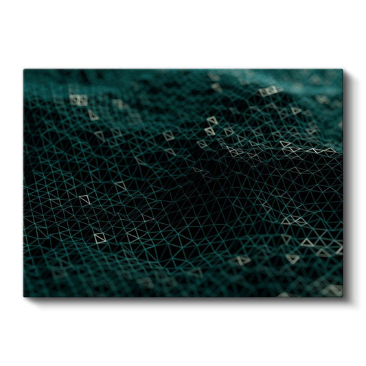 Dijital Ağ - Üçgen Formlu Teknolojik Desen Kanvas Tablo