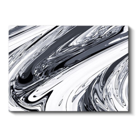 Siyah Beyaz Dinamizm - Akışkan Çizgiler ve Dalgalı Formlar Kanvas Tablo