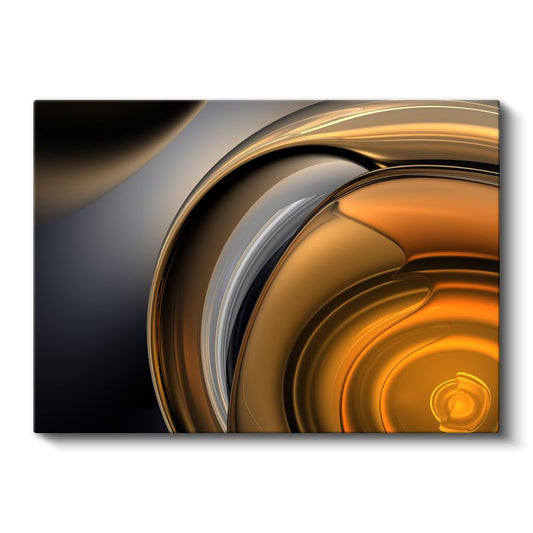 Altın Spiral - Metalik Dalgalı Formlar Kanvas Tablo