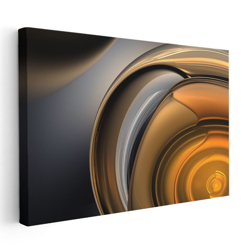 Altın Spiral - Metalik Dalgalı Formlar Kanvas Tablo