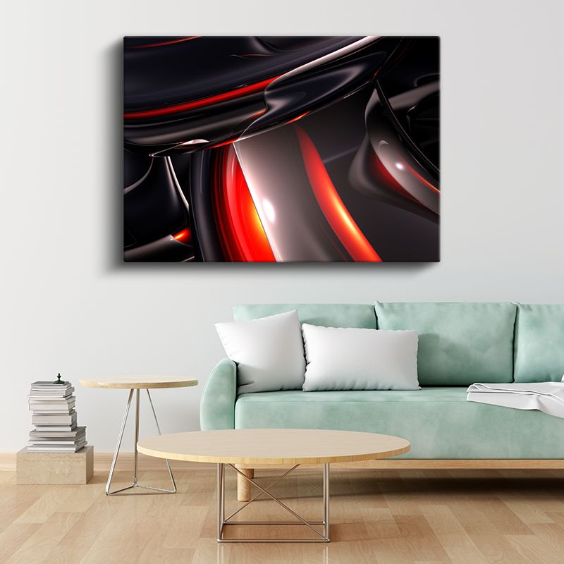 Kırmızı Işık - Metalik Soyut Kompozisyon Kanvas Tablo