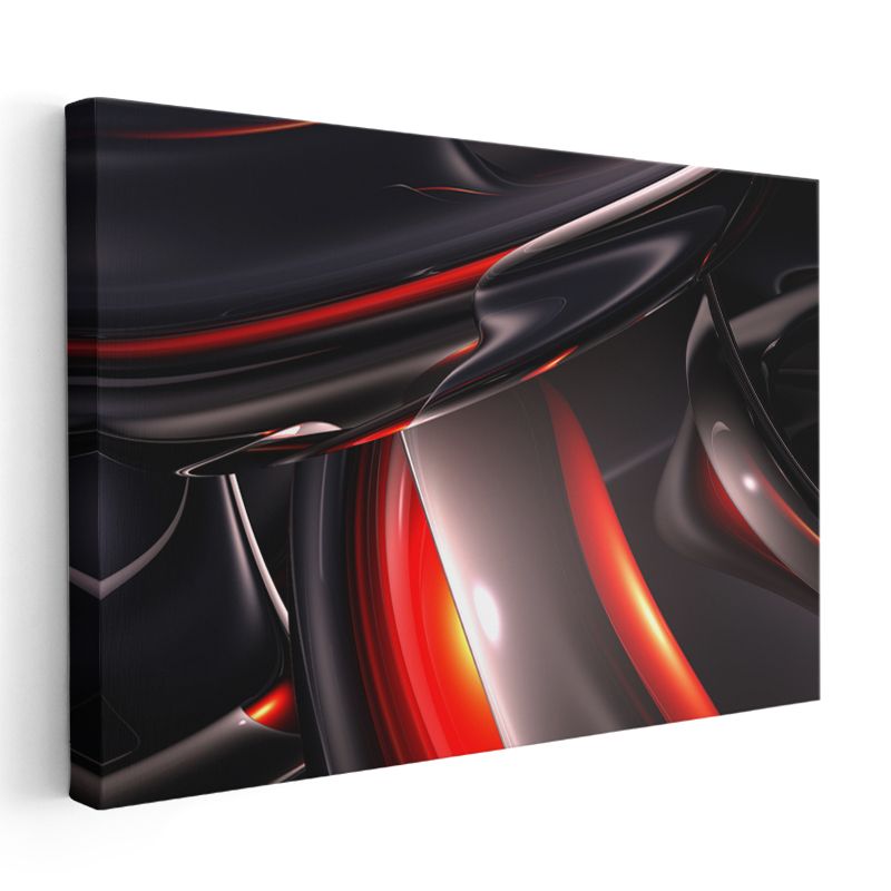 Kırmızı Işık - Metalik Soyut Kompozisyon Kanvas Tablo