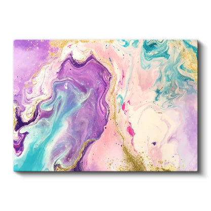 Mor Akış - Mermer Efektli Altın Detaylı Kanvas Tablo