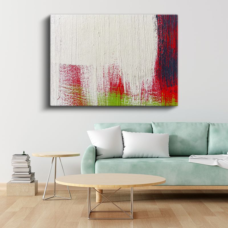 Minimalist Kontrast - Kırmızı Yeşil Fırça Darbeleri Kanvas Tablo
