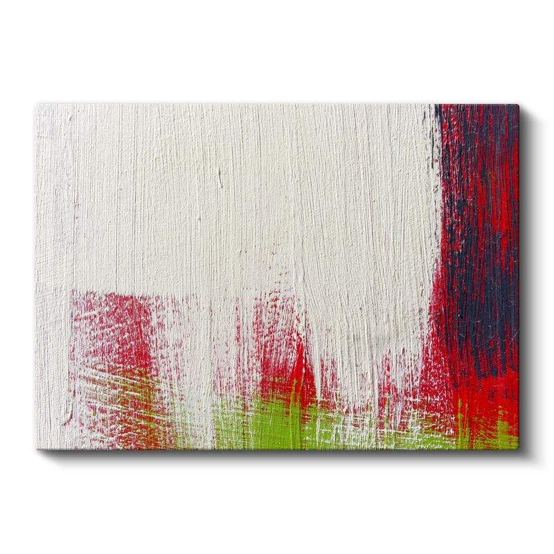 Minimalist Kontrast - Kırmızı Yeşil Fırça Darbeleri Kanvas Tablo