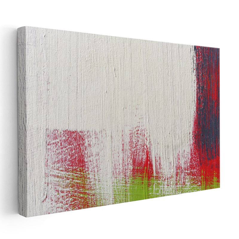 Minimalist Kontrast - Kırmızı Yeşil Fırça Darbeleri Kanvas Tablo