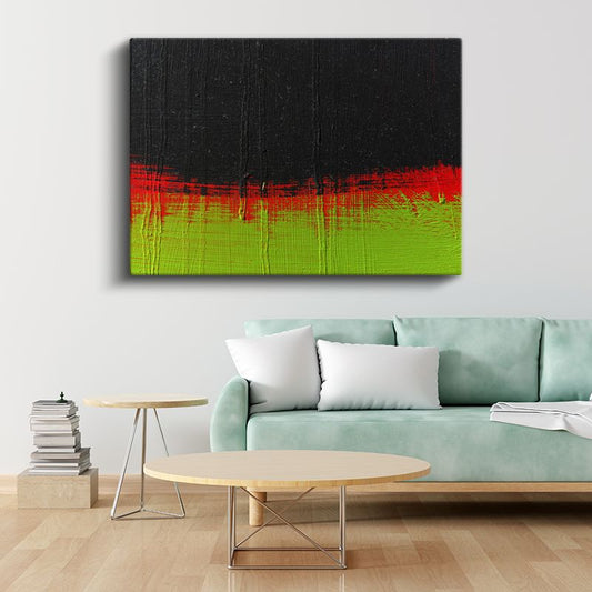 Geometrik Katmanlar - Siyah Kırmızı Yeşil Üçlüsü Kanvas Tablo