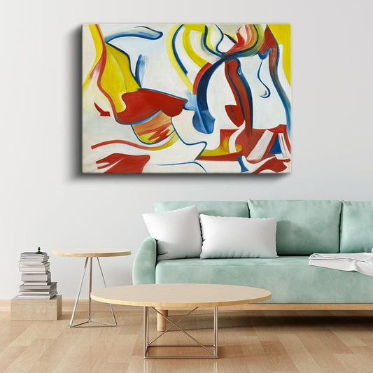 Dinamik Hareket - Renkli Çizgilerin Ritmi Kanvas Tablo