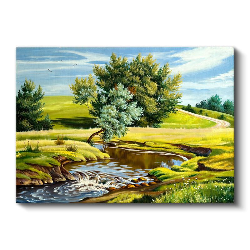 Altın Çayır - Mavi Su Yeşil Ağaç Harmonisi Kanvas Tablo