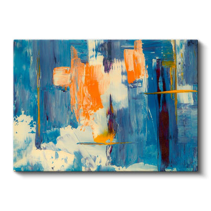 Mavi Turuncu Kontrast - Modern Fırça Darbeleri Kanvas Tablo