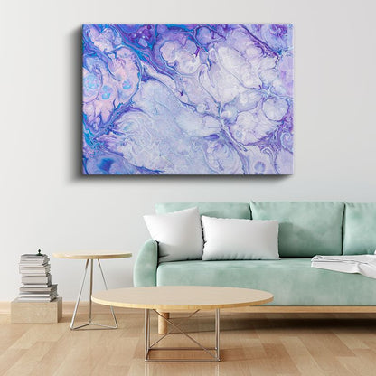 Mor Akışkan Desen - Mermer Efektli Soyut Kanvas Tablo