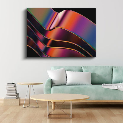 Gökkuşağı Dalgalar - Metalik Şeritler Kanvas Tablo