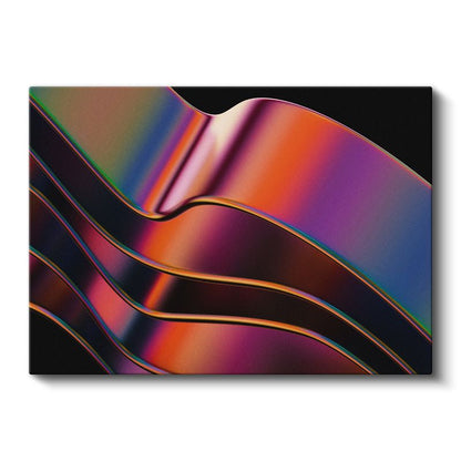 Gökkuşağı Dalgalar - Metalik Şeritler Kanvas Tablo