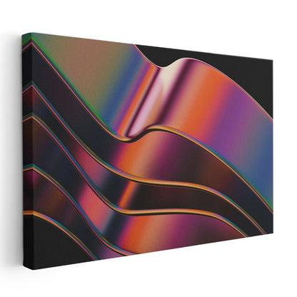 Gökkuşağı Dalgalar - Metalik Şeritler Kanvas Tablo