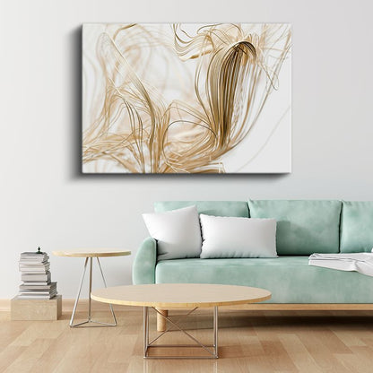 Altın İnce Çizgiler - Zarif Soyut Kompozisyon Kanvas Tablo