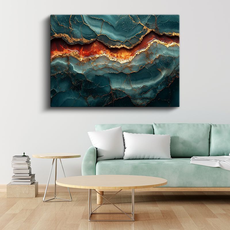 Zümrüt Altın Damarlar - Jeolojik Soyut Desen Kanvas Tablo