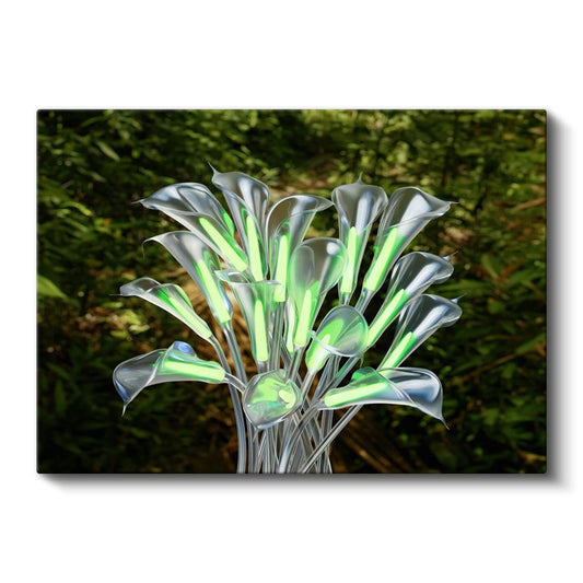 Kristal Çiçekler - Dijital Sanat Esintili Işıklı Kompozisyon Kanvas Tablo