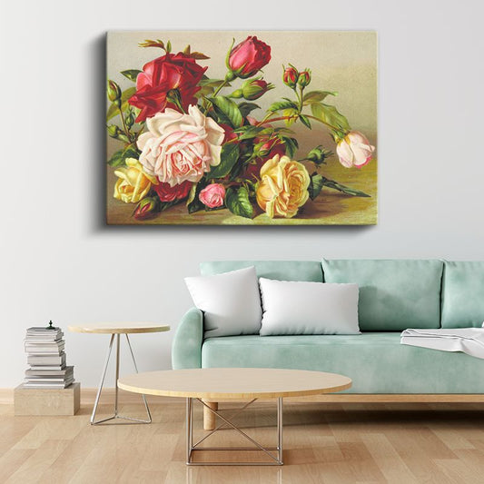 Klasik Gül Buketi - Zarif Çiçek Aranjmanı Kanvas Tablo