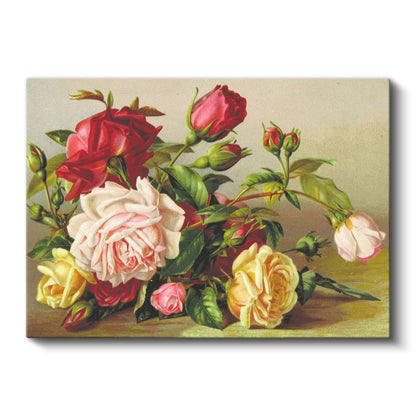 Klasik Gül Buketi - Zarif Çiçek Aranjmanı Kanvas Tablo