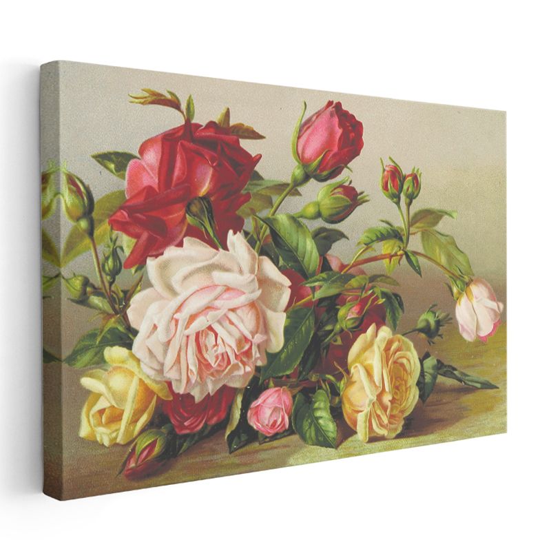 Klasik Gül Buketi - Zarif Çiçek Aranjmanı Kanvas Tablo