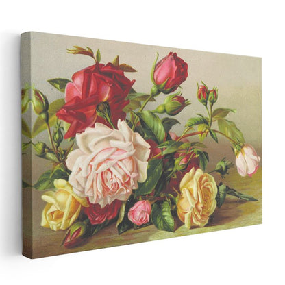 Klasik Gül Buketi - Zarif Çiçek Aranjmanı Kanvas Tablo