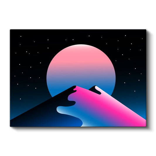 Neon Gece - Retro Futuristik Manzara Kanvas Tablo