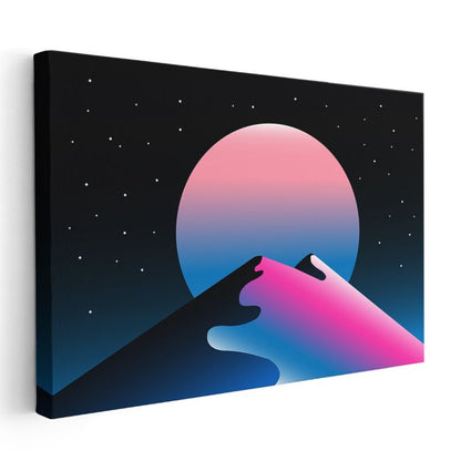 Neon Gece - Retro Futuristik Manzara Kanvas Tablo