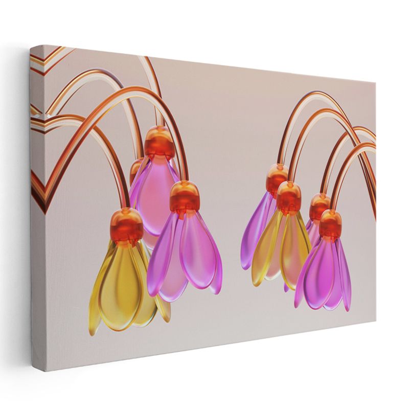 Cam Çiçekler - Renkli Kristal Formlar Kanvas Tablo